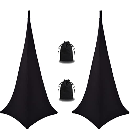 Speaker Stand Cover Tripod Stand Skirt, DJ Speaker Stand Tripod Cover Scrim 360 Degree Coverage(Black-Two Pack) - color: Black-Two Pack