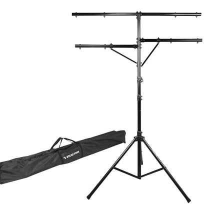 Sound Town DJ Lighting Stand, Height Adjustable, 12 ft Tall, with Side Bars and Tripod Base (STLS-M12) - color: Matte Black, size: 12ft