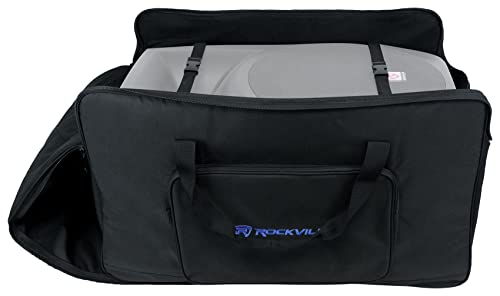 Rockville TB15 V2 Padded Speaker Bag Carry Case for 15" DJ PA Speakers | Stand Holder, Water Resistant, Dual YKK Zippers, Dual Handles, Interior Straps, Rugged, Thick Foam, Fits Most Brands, 5.3 lbs