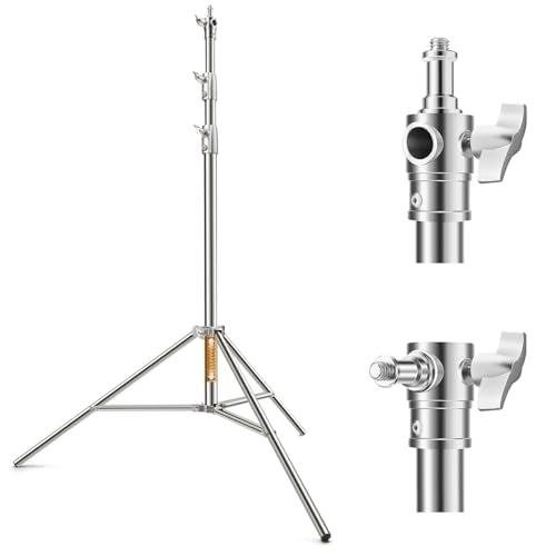 K&F CONCEPT Stainless Steel Light Stand 9.2ft/2.8m, Spring Cushioned - style: 1-Pack