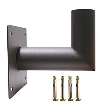90 Degree Wall Mount Bracket with 2-3/8in OD Tenon | L Shape Wall Mounted Adapter for Outdoor LED Parking Lot Lights Street Lights Post Top Light, Heavy Duty Steel, Dark Bronze - size: 90 Degree Wall Mount 1 Pack