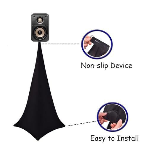 4 Pack Speaker Stand Cover Tripod Scrim, DJ Speaker Stand Scrim Tripod Cover with 360 Degree Coverage (Black-Four Pack) - color: Black-Four Pack