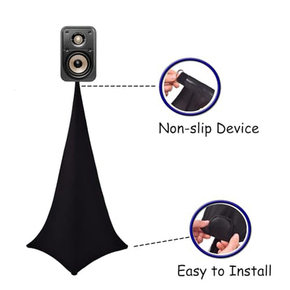4 Pack Speaker Stand Cover Tripod Scrim, DJ Speaker Stand Scrim Tripod Cover with 360 Degree Coverage (Black-Four Pack) - color: Black-Four Pack