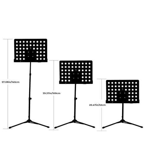 Professional Music Stand – Adjustable Folding Steel Sheet Music Stand – Portable Metal Stand Ideal for Musicians, Pianists, Violinists, Guitarists & Music Students
