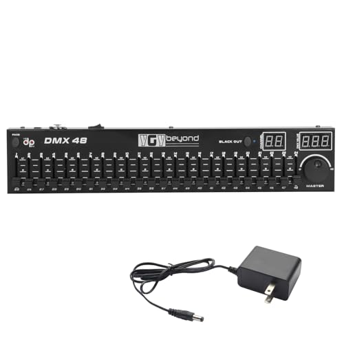 DMX-48 Channel Mini DMX512 Controller, Compact Stage Lighting Console with Blackout & Master Dimmer for DJ Party Wedding Club Bar Show (DMX Lighting Controller) - size: 48 Channel DMX-48