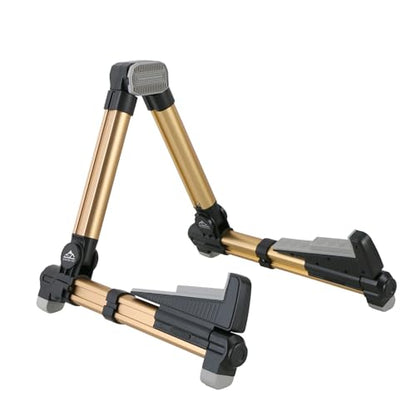EASTROCK Portable Tripod A Frame Aluminium Music Stand,Gold | Folding Guitar Stand,for Acoustic Electric Guitars, Bass, Violin, Ukulele, Banjo - color: gold