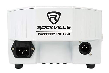 Rockville BATTERY PAR PACK 50 WHITE 20W Rechargeable Wash Lights (10), RGB Color Mixing, Wireless DMX, Remote Included, for DJs and Event Lighting - color: White