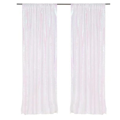 PartyDelight Iridescent White Sequin Backdrop Curtains 2x8ft 2 Panels - color: Iridescent, size: 24"W x 96"L (Pack of 2)