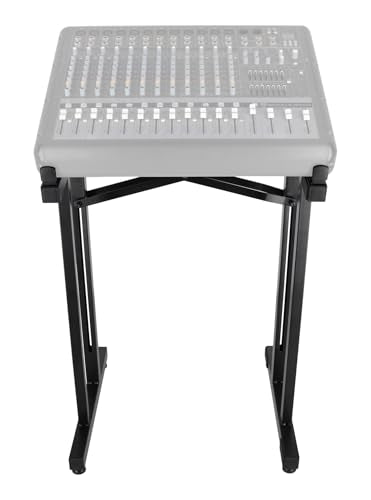 Rockville RXS30 Portable Mixer Stand, Adjustable Width 21.06 inch, 225 lbs Capacity | Instant Fold/Setup, Steel Frame, Ergonomic Tilt, EVA Pads