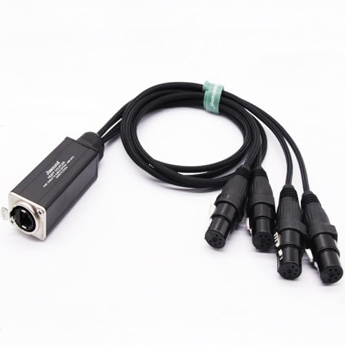 BestParts 4 Channel 5-Pin XLR Female to Audio Network Cable Extender | 5-Pin XLR Female to Ethercon Cable Compact Cat6 Multi Network Snake Receiver DMX Channels Over RJ45 Cat5/Cat6 Ethernet - style: 5-Pin Female Tails