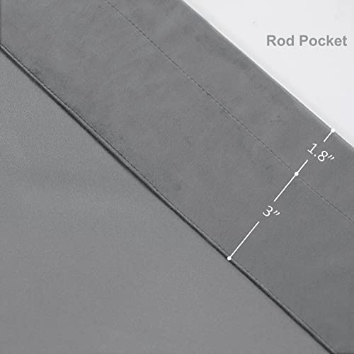 PLEASANT BOULEVARD Grey Velvet Curtains 63 inch Long Heavyweight Blackout Curtains Rod Pocket Thermal Insulated Darkening Window Drapes for Bedroom Living Room, W52 x L63, 2 Panels - color: Grey, size: 52"W x 63"L (Pack of 2)