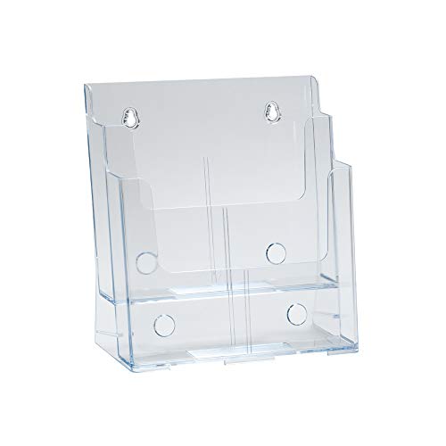 Azar Displays, 252380, Letter Size Brochure Holder, 2 Tier Literature Display, Flyer Organizer for Retail, Office Supplies Organizer, Magazine, File & Document Holder for Counter or Wall, Clear - size: Two Tier Letter