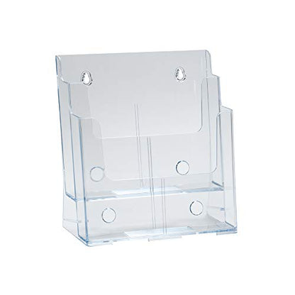 Azar Displays, 252380, Letter Size Brochure Holder, 2 Tier Literature Display, Flyer Organizer for Retail, Office Supplies Organizer, Magazine, File & Document Holder for Counter or Wall, Clear - size: Two Tier Letter