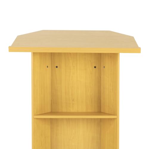 Portable Podium Stand with Wheels, 46 Inches Mobile Pulpit Podium Hostess Stand Lectern Podium Stand with 30 x 17.5 Inch Panel & 4 Universal Wheels in Schools, Classrooms - color: Oak Color(30*17.5*46in)