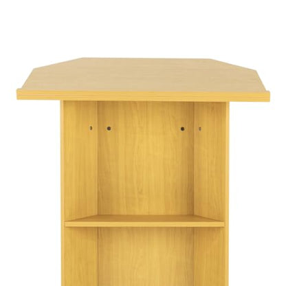 Portable Podium Stand with Wheels, 46 Inches Mobile Pulpit Podium Hostess Stand Lectern Podium Stand with 30 x 17.5 Inch Panel & 4 Universal Wheels in Schools, Classrooms - color: Oak Color(30*17.5*46in)