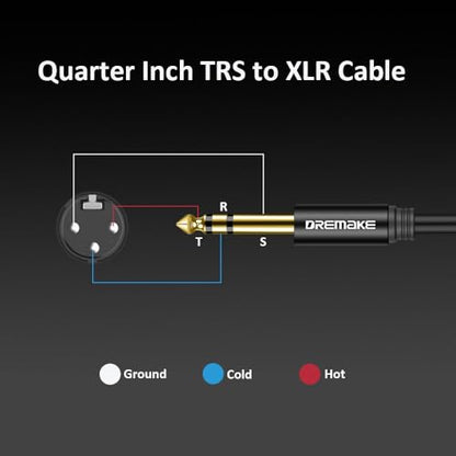 TRS 1/4 Inch 6.35mm/6.5mm to XLR Female Balanced Interconnect Audio Cable, 40FT 3Pin XLR to Quarter Inch Mic Cable for Microphone, Mixer, Guitar, AMP, Speakers - Black - color: Black, size: 40FT/12M