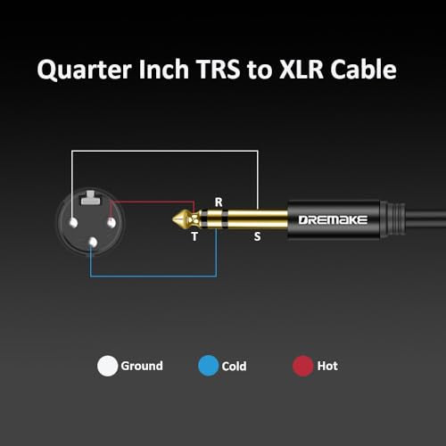 20FT TRS 1/4 Inch 6.35mm/6.5mm to XLR Female Balanced Interconnect Audio Cable, 3Pin XLR to Quarter Inch Mic Cable for Microphone, Mixer, Guitar, AMP, Speakers - Black - color: Black, size: 20FT/6.0M