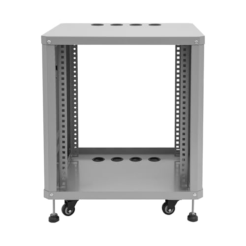 12U Audio Rack Server Racks Studio Racks with Four Wheels Component Rack for Av Equipment, NAS, Servers Rolling Network Cabinet for Home Laboratories, Recording Studios, Band Rehearsals(Grey) - color: Grey, size: 12U