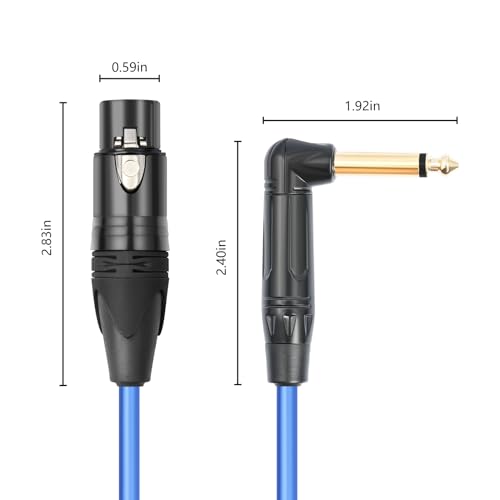 3Feet 2 Pack Balanced XLR Female to Right Angle 1/4 TRS Mixer Cable,6N OFC+Silver Plated HI-END Audio Cable,Right Angle 6.35mm to 3pin XLR Female Audio Cable - size: 3Feet（2Pack）, style: 90° TRS To XLR F