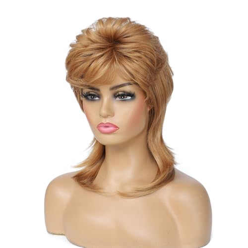 Adequate Mullet Wig for Women, Joe Dirt,Emo Wig,80s Costumes Fancy Party Accessory Cosplay, Halloween x (StrawberryBlonde) - color: A-Strawberry Blonde