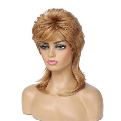 Adequate Mullet Wig for Women, Joe Dirt,Emo Wig,80s Costumes Fancy Party Accessory Cosplay, Halloween x (StrawberryBlonde) - color: A-Strawberry Blonde