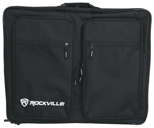 Rockville BP-MIX2621 Padded Mixer Bag Semi Rigid, 26" x 21" x 8.5" | Interior Straps, 7 Removable Dividers, Water Resistant, YKK Zippers, Backpack / Shoulder / Handle Carry, Protective Feet