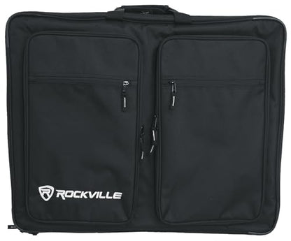 Rockville BP-MIX2621 Padded Mixer Bag Semi Rigid, 26" x 21" x 8.5" | Interior Straps, 7 Removable Dividers, Water Resistant, YKK Zippers, Backpack / Shoulder / Handle Carry, Protective Feet