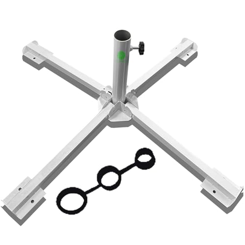 Foldable Portable Beach Umbrella Stand-Portable Patio Umbrella Base Holder,Outdoor Sunshade Anchor Size PLUS Thickened,Rust Free Tempered Iron Umbrella Stand for Courtyard,Swimming Pool,Beach,Grass - color: 1-Set-White Foldable Umbrella Base