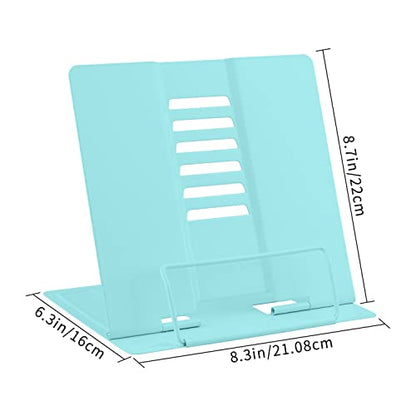 Honagu Metal Desk Book Holder, Hands Free Adjustable Cookbook & Document Holder, Ideal for Music Books, Textbooks, Recipes, Tablets & iPads (Light Lake Green) - color: Light Lake Green