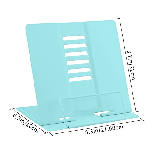 Honagu Metal Desk Book Holder, Hands Free Adjustable Cookbook & Document Holder, Ideal for Music Books, Textbooks, Recipes, Tablets & iPads (Light Lake Green) - color: Light Lake Green