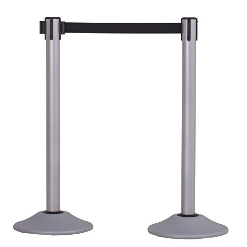 US Weight - U2103EXT Heavy Duty Premium Steel Stanchion with Extended 13-Foot Retractable Belt – Silver, Two Pack