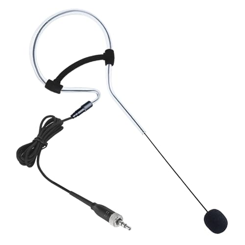 Black Single Earset Headset Microphone Compatible with Sennheiser | Headworn Over Ear Hanging Condenser Mic for Wireless Bodypack Transmitter System with 3.5mm Female Screw Plug - style: 3.5mm Female Screw Plug Compatible with Sennheiser