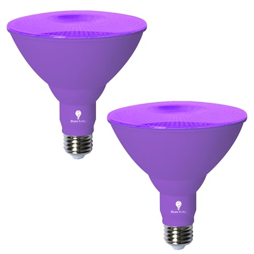 Bluex Bulbs 2 Pack LED Par38 Flood Purple Light Bulb - 18W (120Watt Equivalent) - Dimmable - E26 Base LED Lights, Party Decoration, Porch, Home Lighting, Holiday Halloween Purple Flood Lights Bulb. - color: Purple, size: 2 Pack
