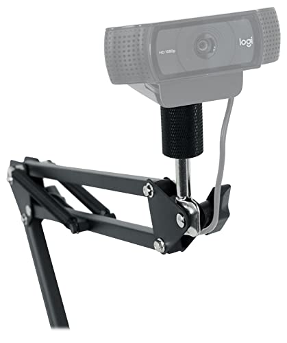 Rockville iSTAND 75 Desktop Boom Arm Mic/iPhone/iPad/Webcam Stand, Black | Steel Weighted Base, 360-Degree Swivel, Condenser Mic Compatible, 5/8" Threading, Podcasting/Studio, Phone/Tablet Holder
