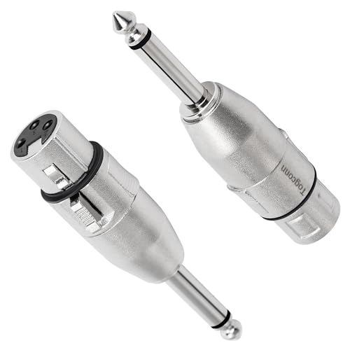 1/4" TS Male to XLR Female Adapter - 2 Pack 6.35mm 1/4" TS to XLR Connector - color: TS 6.35mm Male to XLR Female, size: 2 Pack
