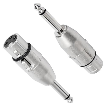 1/4" TS Male to XLR Female Adapter - 2 Pack 6.35mm 1/4" TS to XLR Connector - color: TS 6.35mm Male to XLR Female, size: 2 Pack