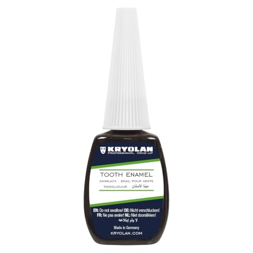 Professional Tooth Enamel, Special Effects Tooth Paint By Kryolan (Black)- Temporary Liquid Teeth Color For SFX Teeth Makeup Halloween Cosplay Theater- Blackout/ Rotten/ Tooth Decay Makeup- 0.4 Fl Oz - color: Black