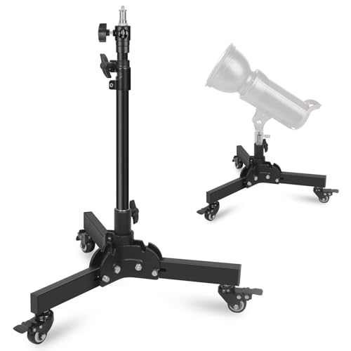Short Floor Light Stand with Casters 23.8"-32.9" Foldable