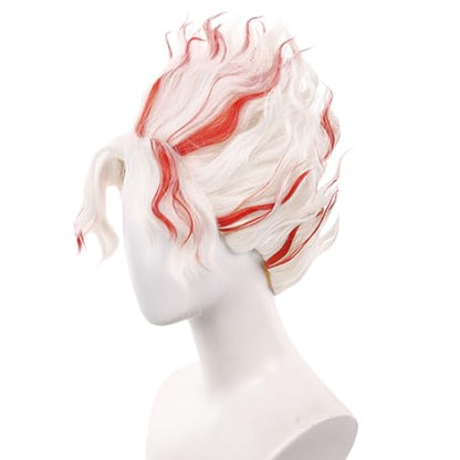 White Mixed Red Short Cosplay Wig Replacement Wig Heat Resistan Synthetic Fiber Hairs for Uniex Adult Cos Halloween Christmas Anime Party - color: Red White