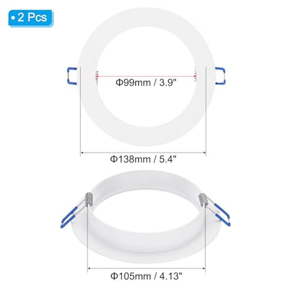 PATIKIL 12W 5.4" OD 4" ID Light Trim Ring, 2pcs Downlight Mounting Bracket Circular Light Cover Light Fixture for Ceiling Wall Recessed Can Downlight, White - color: White, size: 5.4" x 4"