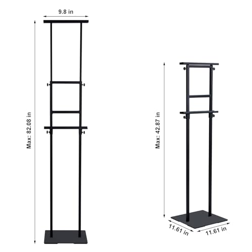 Eocnrhe Heavy Duty Banner Stand with Non-slip Mat Base, Adjustable Pedestal Poster Stand Up to 82 inches, Double Side Show Sign Stand, Connected Show Floor Standing Sign holder for Outdoor Display