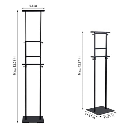 Eocnrhe Heavy Duty Banner Stand with Non-slip Mat Base, Adjustable Pedestal Poster Stand Up to 82 inches, Double Side Show Sign Stand, Connected Show Floor Standing Sign holder for Outdoor Display