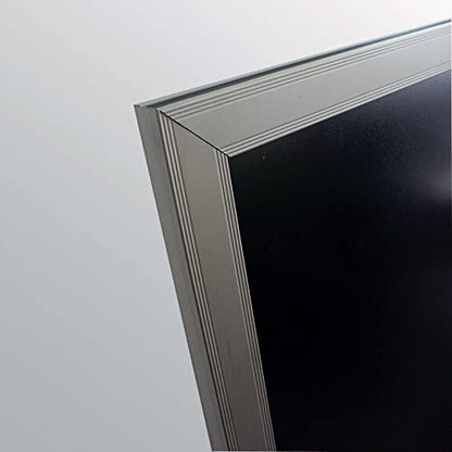 M&T Displays Metal Oval Info Board Silver 24x36 Inches Slide-In Poster Sign Holder 1 Tier Double Sided Floor Standing Pedestal Advertising Display with Backing and Anti-Glare PET Cover - color: Silver