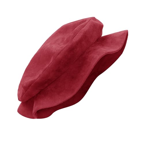 FURPHI Medieval Tudor Flat Cap Faux Suede Beret Hat Renaissance Festival Costume Accessories for Men Women - color: Red1