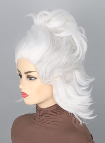 Topcosplay Women or Girl Sea Witch Wig Short White Ghost Wig Cosplay Halloween Costume Wigs - color: White