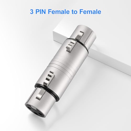 10 Pack (5 Pair) Professional XLR Adapter, Noise Free, Long-Lasting | 3 Pin XLR Female to Female & Male to Male Connector, XLR Gender Changers, Fit for Microphone, Audio Mixer, Speaker, Silver - size: 5 Pair