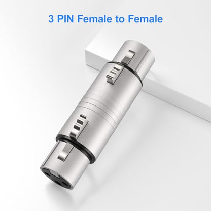 10 Pack (5 Pair) Professional XLR Adapter, Noise Free, Long-Lasting | 3 Pin XLR Female to Female & Male to Male Connector, XLR Gender Changers, Fit for Microphone, Audio Mixer, Speaker, Silver - size: 5 Pair