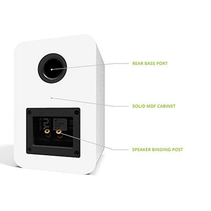 Kanto YU Passive 4" Passive Bookshelf Speakers with 1" Silk Dome Tweeter | External Amplifier Required | Pair | Matte White - color: White, size: 4" Woofer - 4 Ohm - 70 Watts Per Speaker
