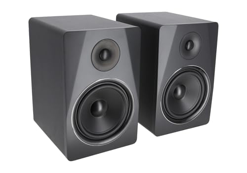 Rockville APM8B Powered USB Studio Monitor Speaker Pair in Black, 8", 2-Way, 500W, EQ, MDF Wood, RCA/XLR, Perfect for Studios, Recording, Music | 400W Peak / 200W RMS, Class D Amp, RCA In/Out, Crossover/Phase/Volume Control, Front Port, MDF Enclosure, Aut