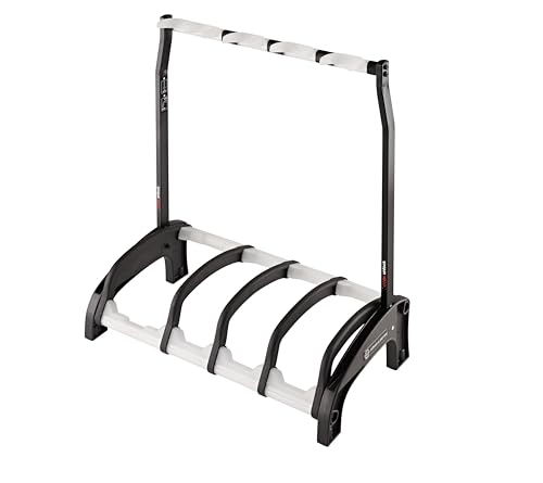 K&M Konig & Meyer 17534.016.00 Guardian 3+1 Guitar Stand | Holds 4 - One Acoustic/Three Electric Guitars Rack-Style | Protective Supports | Space Saver | Adult/Youth Musicians | Black / Translucent f - color: 4 Guitars/ Black Translucent